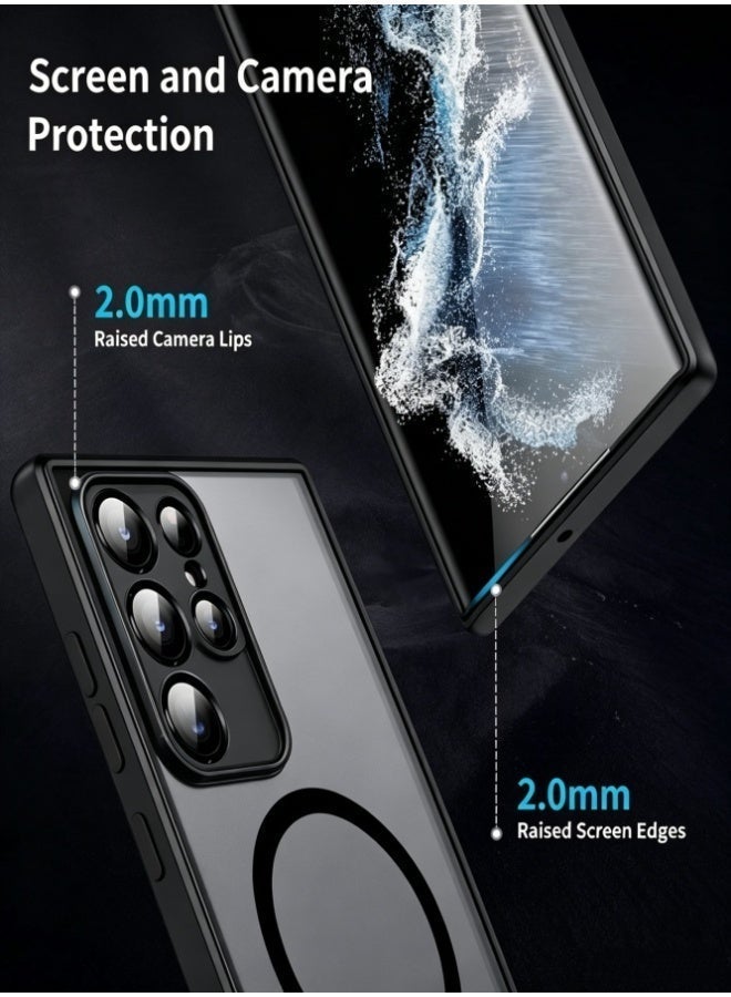 Hirospace for Samsung S25 Ultra Case, Compatible with MagSafe, Magnetic Translucent Matte Back Shockproof Cover with Strong Magnet, Slim Thin Full Protection Phone Case for Galaxy S25 Ultra 5G (Black) - Image 3