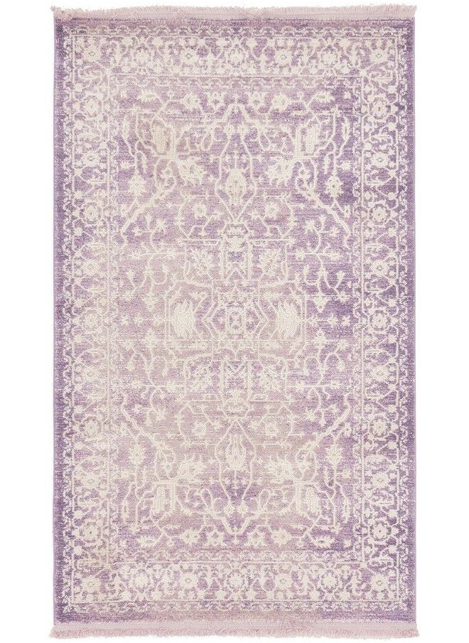 Traditional Classic Intricate Design With Distressed Vintage Detail Area Rug 3 Ft 3 In X 5 Ft 3 In Purple Ivory - pzsku/Z8FC2AE9FE5184D19082FZ/45/_/1693486540/ede74f31-8a42-4262-8c79-12cd5065f31a