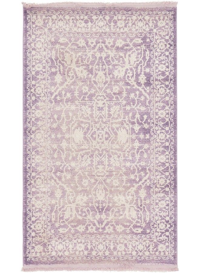 Unique Loom سجادة منطقة بتصميم تقليدي كلاسيكي مع تفاصيل عتيقة معقدة 3 قدم 3 بوصة × 5 قدم 3 بوصة بنفسجي عاجي - Image 2