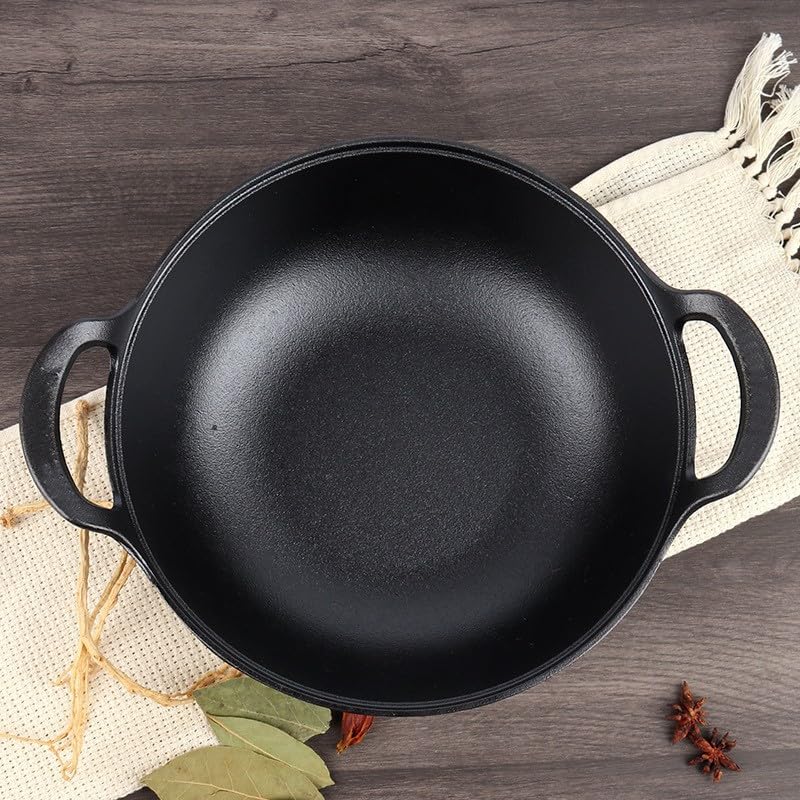 Firequasar Cast Iron Wok with Dual Handle, Wok with Lid 9 inch - Image 3