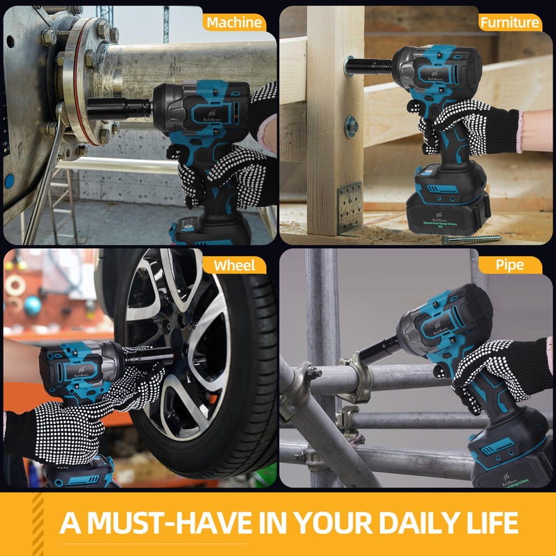 BoltBeast 500 N.m Brushless Impact Wrench with Small Wrench, Waist Hook, 7 Sockets, 6 Scredrivers and 6 Drill Bits 3500 RPM Heavy Duty Impact Drill for Cars, RV, Truck,Home Furniture and DIY Projects - Image 5