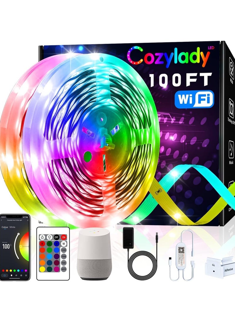 Cozylady - Cozylady 30M Wifi LED Strip Lights Smart LED Light Strips Compatible with Alexa, Google Home Controlled by APP - Music Sync LED Lights Strip for Bedroom Decor, Room Decor, Children's Room（30M） - Image 1