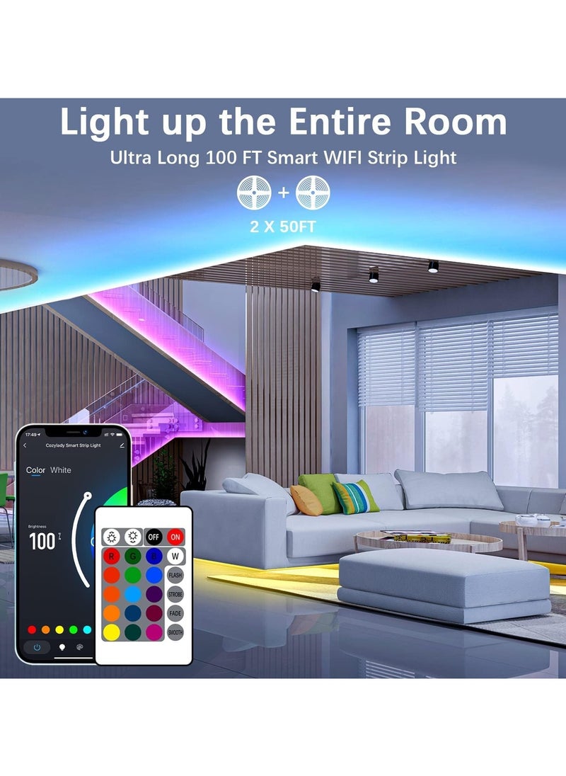 Cozylady - Cozylady 30M Wifi LED Strip Lights Smart LED Light Strips Compatible with Alexa, Google Home Controlled by APP - Music Sync LED Lights Strip for Bedroom Decor, Room Decor, Children's Room（30M） - Image 1