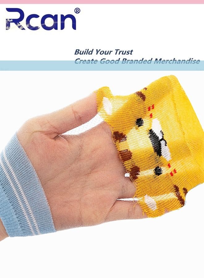Rcan 5 Pairs Cartoon Printed Thin Mesh Breathable Stretch Short Floor Cotton Socks Set for Baby Unisex - Image 3