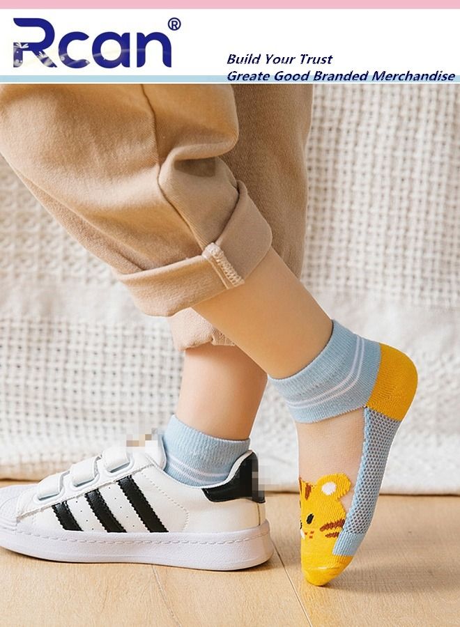 Rcan 5 Pairs Cartoon Printed Thin Mesh Breathable Stretch Short Floor Cotton Socks Set for Baby Unisex - Image 5