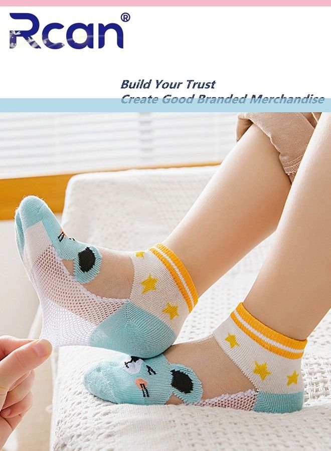 Rcan 5 Pairs Cartoon Printed Thin Mesh Breathable Stretch Short Floor Cotton Socks Set for Baby Unisex - Image 2