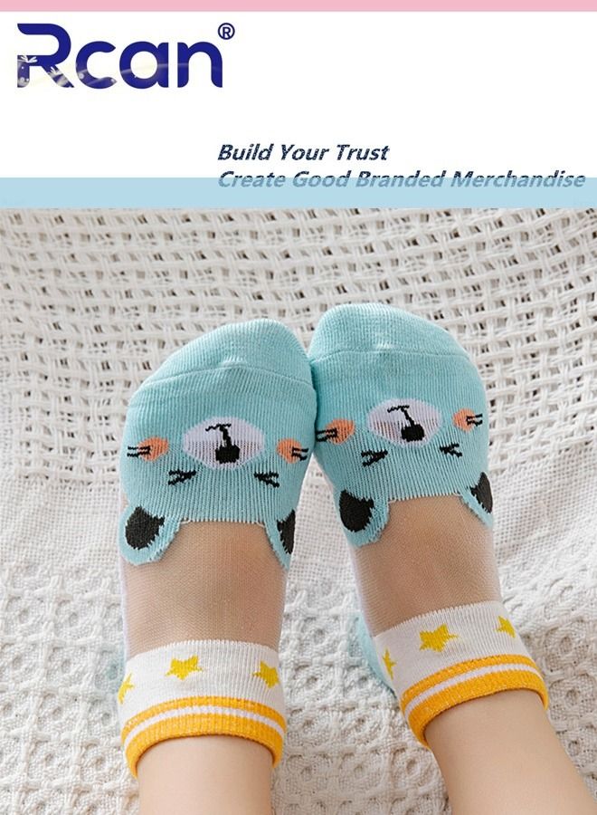 Rcan 5 Pairs Cartoon Printed Thin Mesh Breathable Stretch Short Floor Cotton Socks Set for Baby Unisex - Image 4