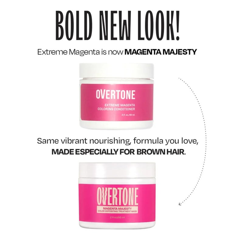 OVERTONE Color Depositing Conditioner - 8 oz Semi Permanent Hair Color with Shea Butter & Coconut Oil - Vegan, Cruelty-Free - Extreme Magenta - Image 2