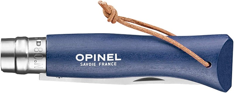 Opinel Colorama Series No. 8 - Stainless Steel Everyday Carry Folding Pocket Knife with Leather Strap, Painted Hornbeam Handles - Image 2
