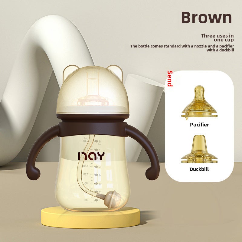 Noiain Baby Bottle Nano Silver Antibacterial Straw Cup Wide Diameter Anti-Colic with Handle Manufacturer Ready for Cross-Border(N-0018 nano color 240ml) - Image 1