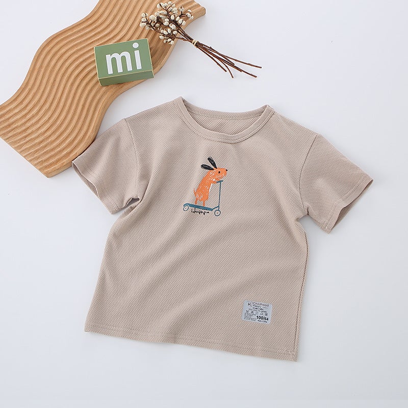 Summer children's short sleeve Korean version of boys and girls T-shirt cartoon printed cotton top half sleeve children's clothing wholesale - Image 1