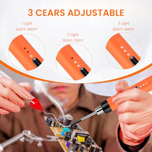 Serplex® Cordless Soldering Iron Pen Kit 3 Adjustable Temperature Electric Soldering Iron Pen Set with Stand, USB Cable & Storage Case, for Electronics Repaired Usages - Image 2
