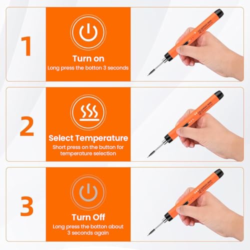 Serplex® Cordless Soldering Iron Pen Kit 3 Adjustable Temperature Electric Soldering Iron Pen Set with Stand, USB Cable & Storage Case, for Electronics Repaired Usages - Image 4