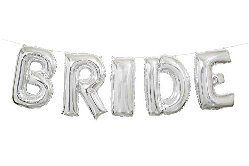 Unique Stunning Silver Bride Foil Letter Balloon Banner Kit 14 Premium Quality Durable Material Ultimate Decoration for Wedding and Bridal Shower