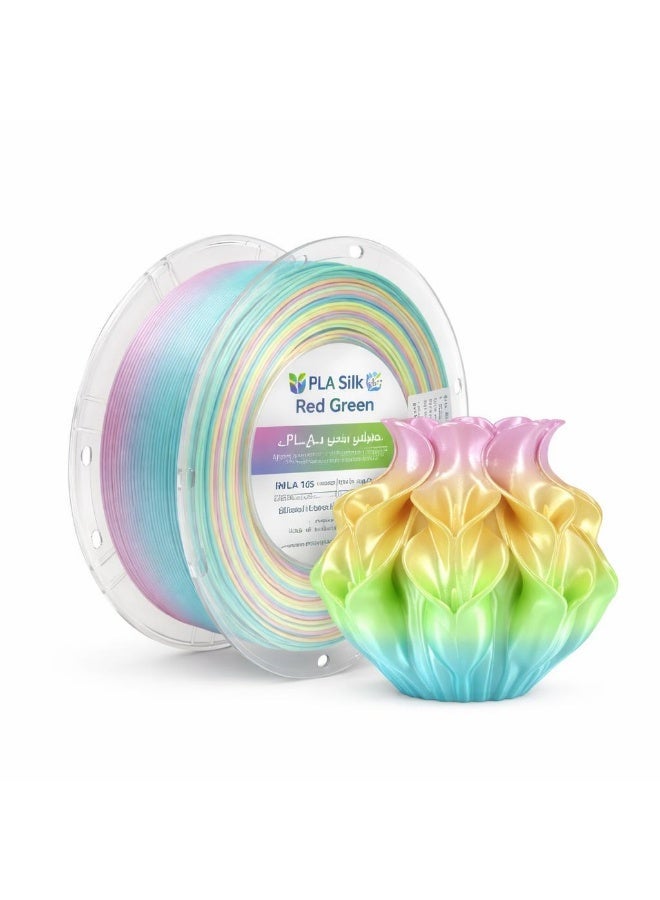 robotgcc PLA Silk Red Green Gradient 3D Printer Filament 1.75mm Dual Color Silk PLA Printing Material Smooth Color Transition Glossy Finish Low Warping FDM Filament for Artistic Models Decorative Sculptures Creative Design and Display Projects - Image 1