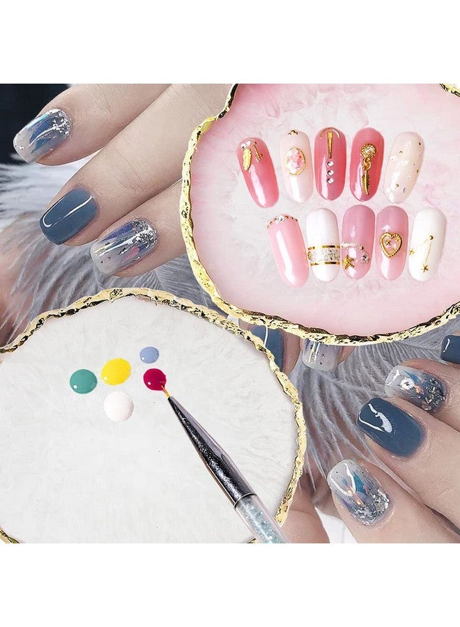 GAOSENLONK Resin Nail Art Palette, Nail Painting Mixed Color Palette, Gilded Edge Nail Gel Color Makeup Display Board Pallet (Pink) - Image 2