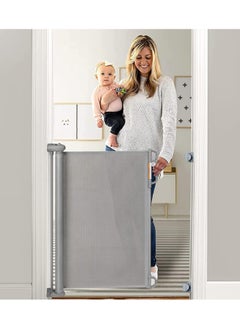 Retractable Baby Gate, Adjustable Safety Gate for Babies and Pets, 33" Tall, Extends up to 55" Wide, Suitable for Stairs, Doorways, and Hallways, Indoor and Outdoor Use with Easy Installation Kit