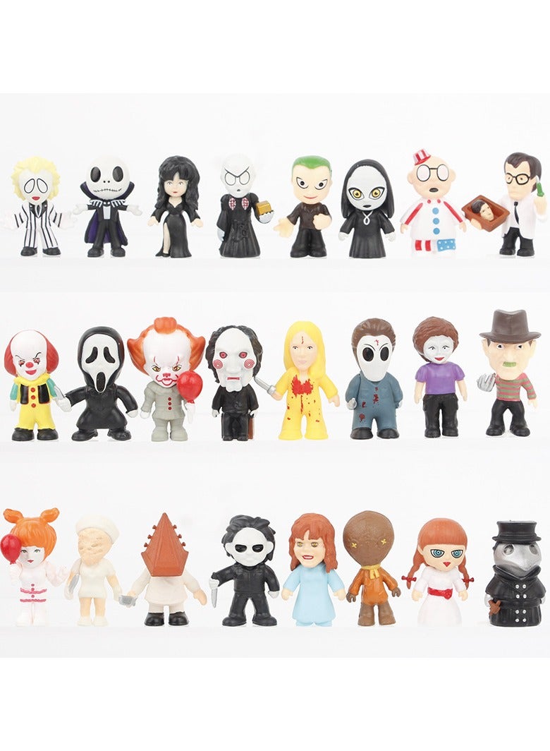 24pc Anime Figure Horror Movie Characters Chucky Freddy Jason Scary Saw Jack Night Halloween Action Figures Toys 5cm  - Image 1