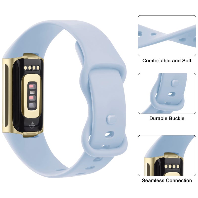 AK سوار AK الرياضي متوافق مع أساور Fitbit Charge 6 / Fitbit Charge 5 للنساء والرجال، أشرطة استبدال ناعمة كلاسيكية لساعات Fitbit Charge 6 / 5 متقدمة لمراقبة اللياقة البدنية والصحة (بيبي) - Image 4