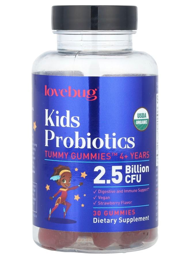 LoveBug Probiotics جواهر البروبيوتيك للأطفال™ 4+ سنوات بنكهة الفراولة 2.5 مليار CFU 30 جواهر