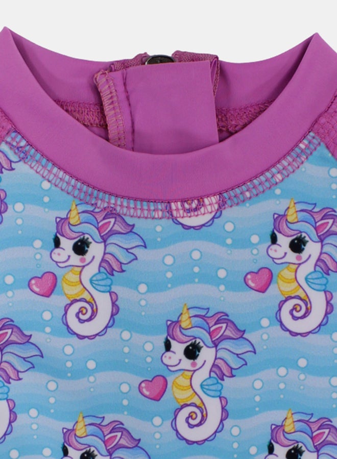 I.Wear I.Wear Baby Girls Swimsuit Overall – Dusty Pink Unicorn Print - Image 3