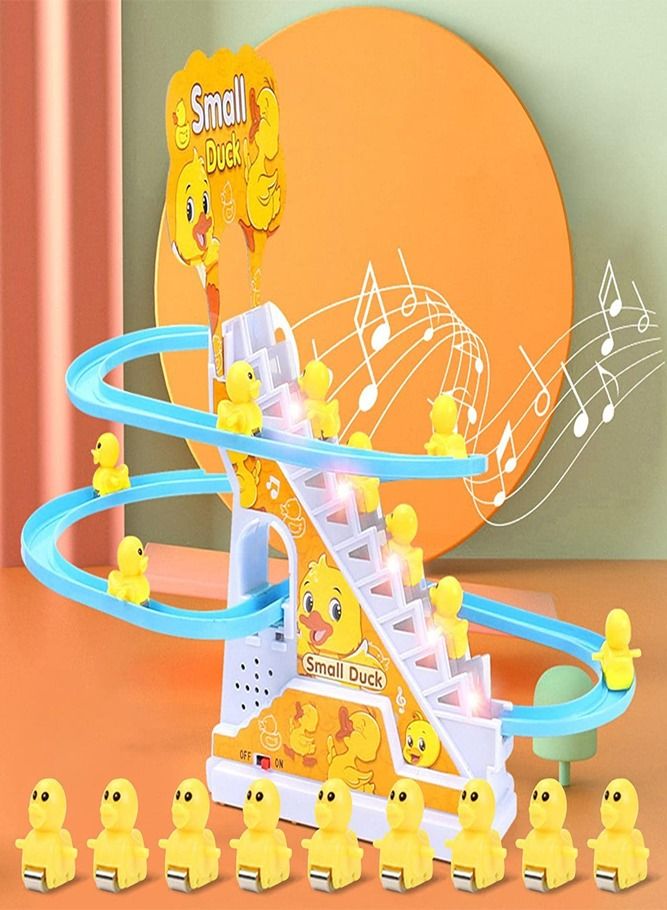 AMERTEER Electric Duck Race Track Toy – Music Climbing Stairs Set with LED Flashing Lights for Kids - Image 5