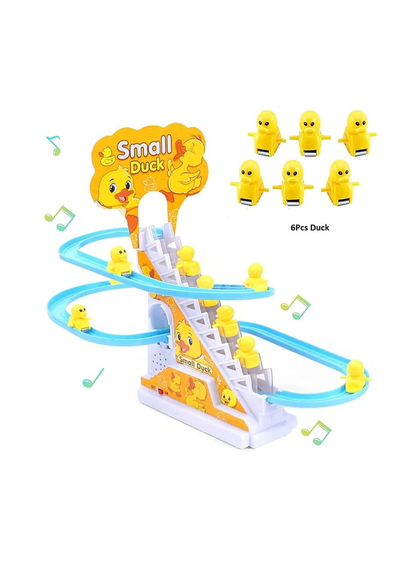 AMERTEER Electric Duck Race Track Toy – Music Climbing Stairs Set with LED Flashing Lights for Kids - Image 1