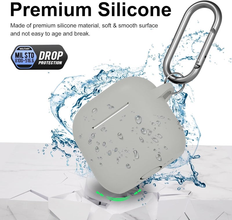 CERLINK AirPods 4 Case Cover Soft Silicone Material 2024, Full Protective Case Cover for Apple Airpods 4 with Anti-Lost Keychain (Grey with Pen) - Image 3
