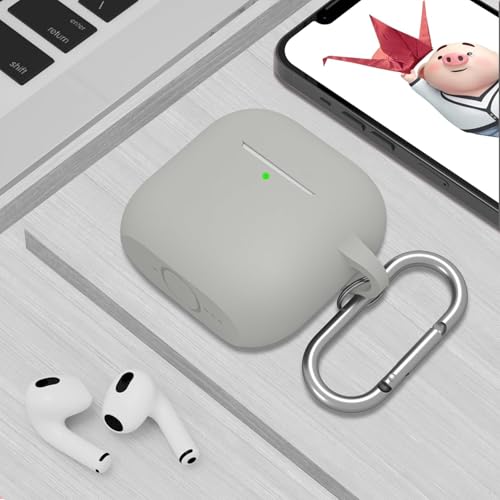 CERLINK AirPods 4 Case Cover Soft Silicone Material 2024, Full Protective Case Cover for Apple Airpods 4 with Anti-Lost Keychain (Grey with Pen) - Image 5