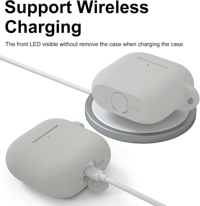 CERLINK AirPods 4 Case Cover Soft Silicone Material 2024, Full Protective Case Cover for Apple Airpods 4 with Anti-Lost Keychain (Grey with Pen) - Image 4