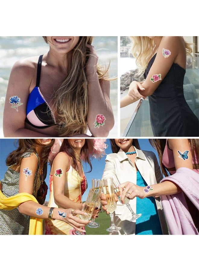 Konsait 50Sheet Flower Temporary Tattoos for Women Teens Girls, Tiny Temporary Tattoo Adult Waterproof Body Art Sticker Hand Neck Wrist, include Flower Butterfly Leaf Lotus Cherry Blossoms Tattoo  - Image 5