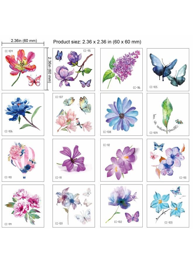 Konsait 50Sheet Flower Temporary Tattoos for Women Teens Girls, Tiny Temporary Tattoo Adult Waterproof Body Art Sticker Hand Neck Wrist, include Flower Butterfly Leaf Lotus Cherry Blossoms Tattoo  - Image 2