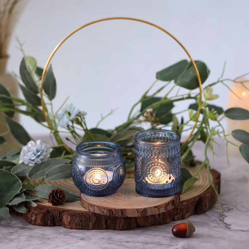 DARJEN Blue Votive Candle Holders Set of 36 - Votive Candle Holders Bulk, Glass Candle Holder for Party Decoration, Tea Lights Candle Holders for Wedding - Image 5