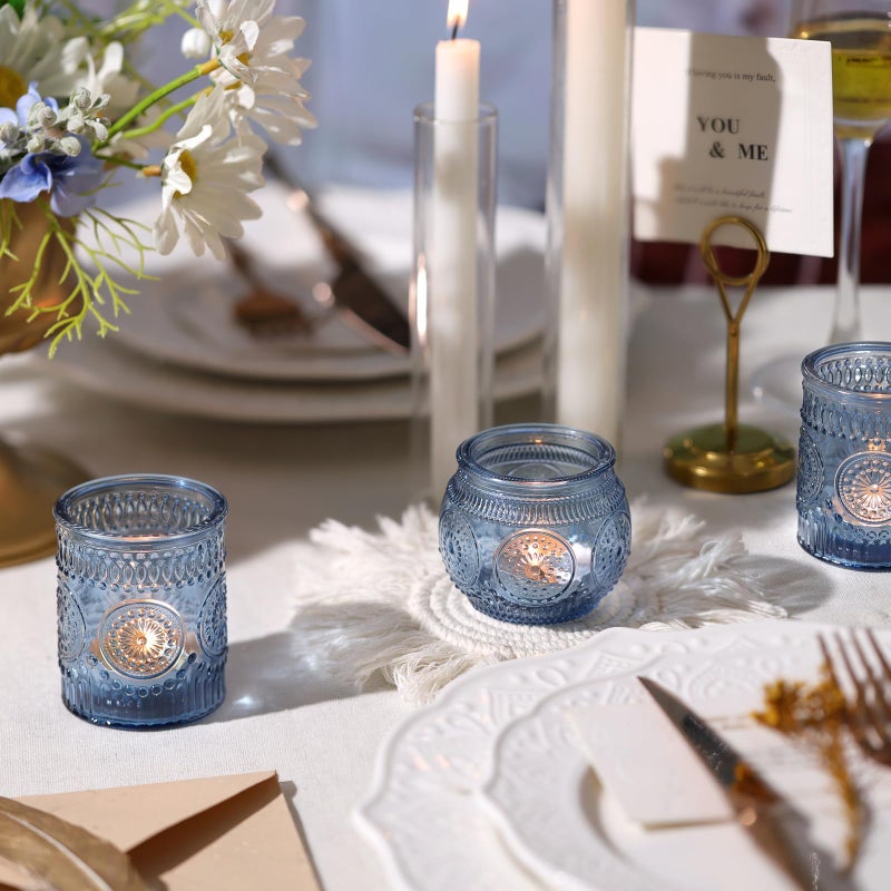 DARJEN Blue Votive Candle Holders Set of 36 - Votive Candle Holders Bulk, Glass Candle Holder for Party Decoration, Tea Lights Candle Holders for Wedding - Image 3