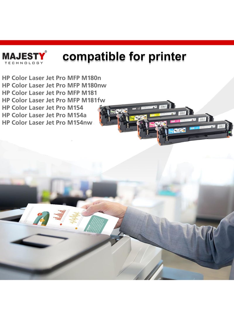 Majesty - Color Toner Cartridge Set 205A CF530A CF531A CF532A CF533A Compatible for HP LaserJet Pro Color MFP M180 M180n M180nw M180fw M181 M181n M181fw HP LaserJet Pro M154A M154NW (4 Colors) - Image 1