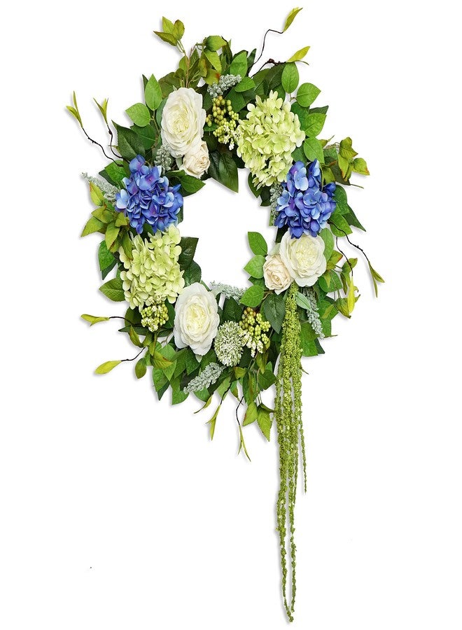 Soomeir Spring Summer Wreaths for Front Door 24 Inch Summer Wreath with Hydrangea, Rose & Peony Floral Spring Door Wreath with Lush Greenery for Indoor & Outdoor Seasonal Home Decor - Image 3