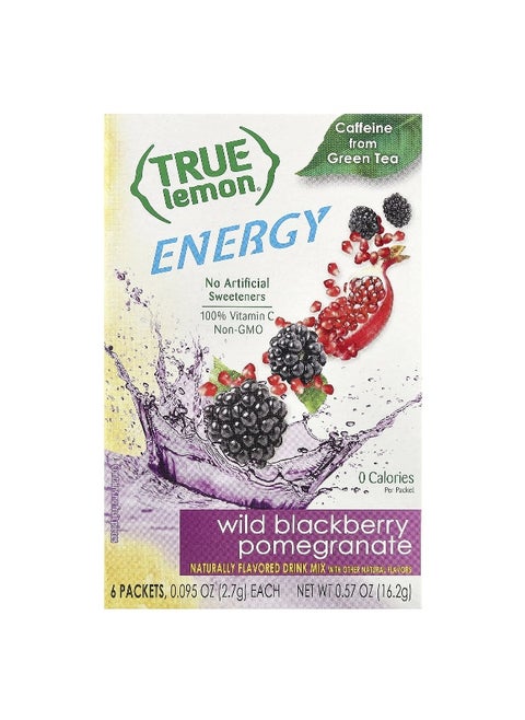 True Citrus, True Lemon®, Energy, Wild Blackberry Pomegranate, 6 Packets, 0.095 oz (2.7 g) Each