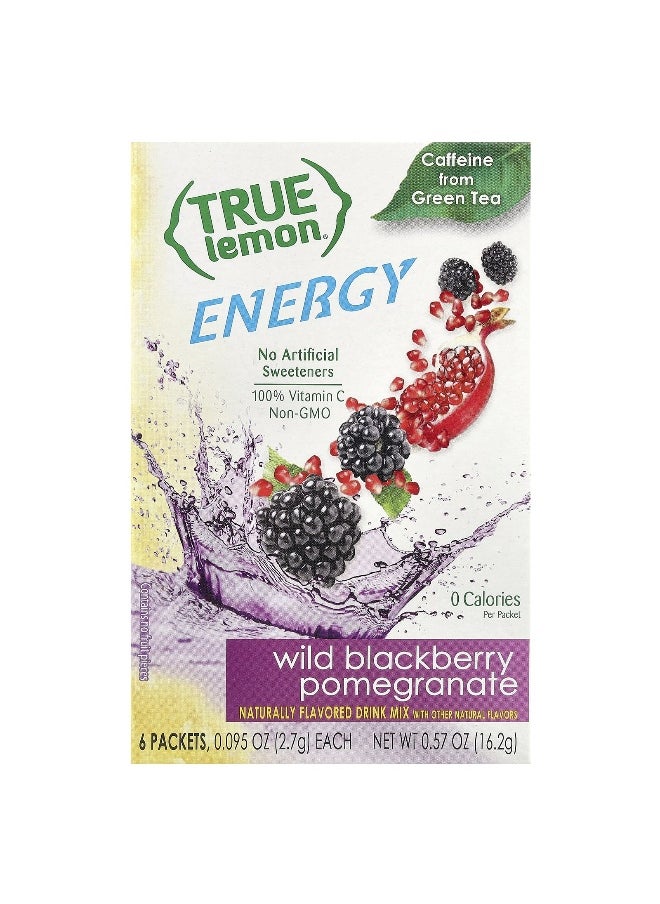 True Citrus - True Citrus, True Lemon®, Energy, Wild Blackberry Pomegranate, 6 Packets, 0.095 oz (2.7 g) Each - Image 1