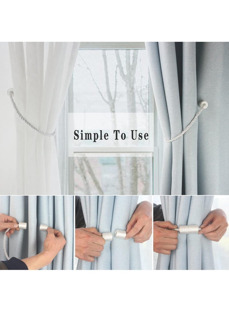 jaexest Magnetic Curtain Tiebacks 4 Pack White Rope Holders for Drapes Modern Tie Backs Decorative Holdbacks - Image 4