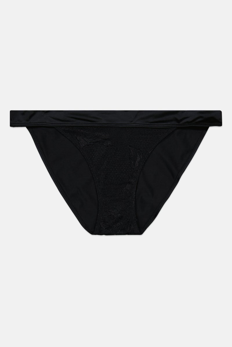 VINCE CAMUTO Women Textured Bikini Bottom, Black - Image 1
