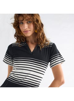 FAV Striped Polo Dress with Short Sleeves  - Image 4