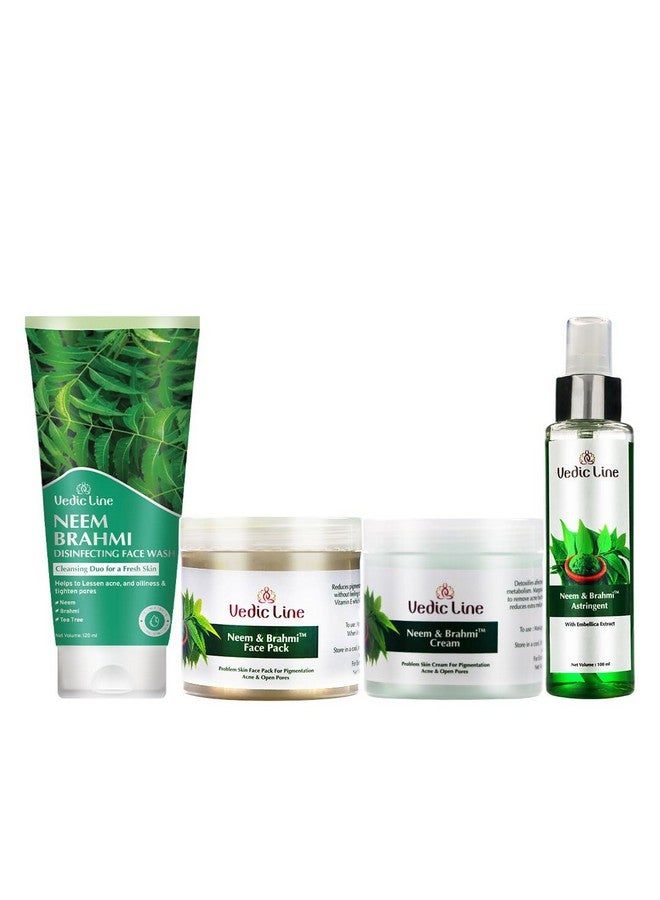 Vedic Line Vedicline Anti Acne Skin Care Combo, Fades Acne, Scars & Pimple with Neem & Brahmi for Healthy Skin, Christmas & New Year Gifts, 420ml - Image 1