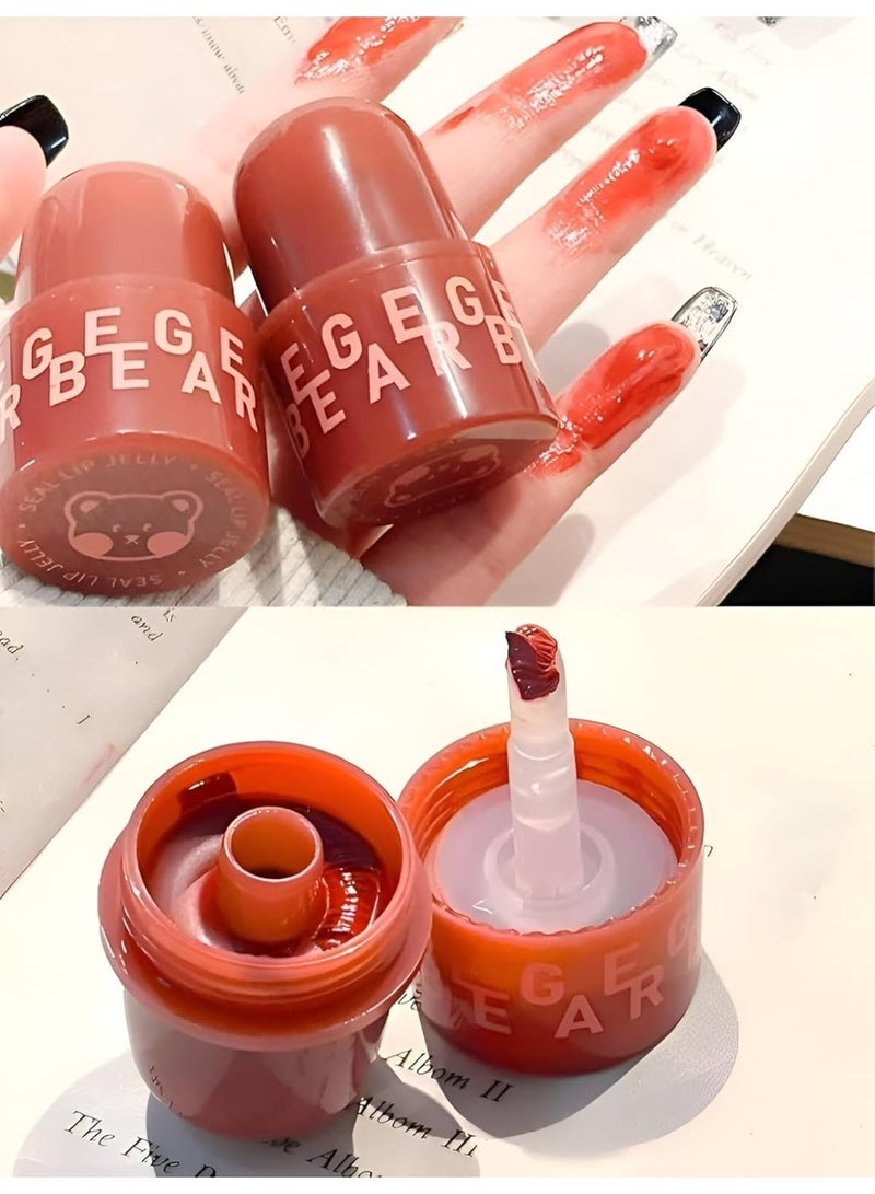 Gege Bear Glossy Lip Jelly | Liquid Lipstick Waterproof Long Lasting | Non-Sticky Lip Moisturizing | High-shine, Lightweight Wear, Smooth Application | Perfect Glossy for Natural And Bold Look | Best Lip Tint for Women Teen Girls (02# Gray Powder Freeze, 6g) - Image 1