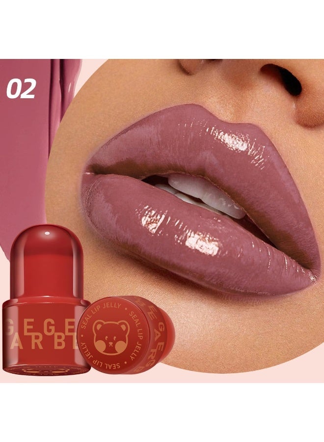 Gege Bear Glossy Lip Jelly | Liquid Lipstick Waterproof Long Lasting | Non-Sticky Lip Moisturizing | High-shine, Lightweight Wear, Smooth Application | Perfect Glossy for Natural And Bold Look | Best Lip Tint for Women Teen Girls (02# Gray Powder Freeze, 6g) - Image 4