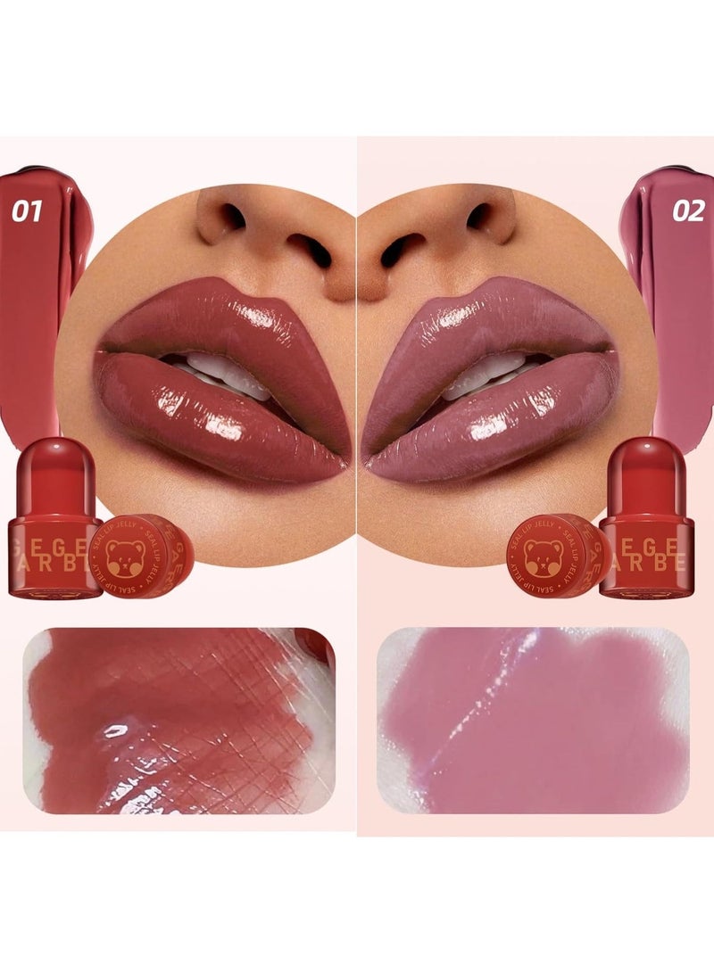 Gege Bear Glossy Lip Jelly | Liquid Lipstick Waterproof Long Lasting | Non-Sticky Lip Moisturizing | High-shine, Lightweight Wear, Smooth Application | Perfect Glossy for Natural And Bold Look | Best Lip Tint for Women Teen Girls (02# Gray Powder Freeze, 6g) - Image 3