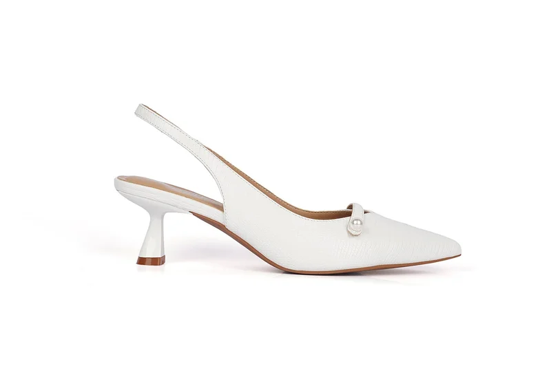 Ladies low heel slingback mules