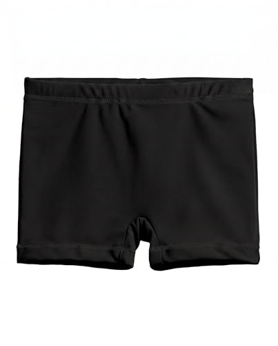 City Threads Girls Swim Shorts, UPF 50+ Swim Pants for Girls, Made in USA Swimsuit Shorts (Black w/Black Stitch, 5) - Image 1
