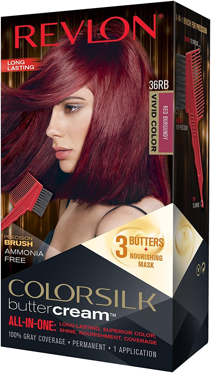 Revlon Colorsilk buttercream all in one luxurious hair colour number 36RB red burgundy vivid colour superior colour shine nourishment and coverage