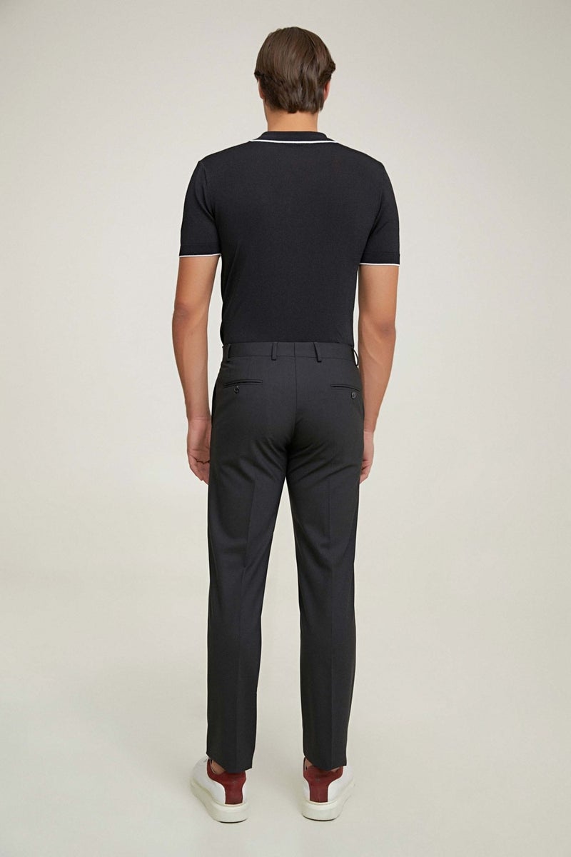 D'S DAMAT D'S Groom Ds Groom Comfort Black Plain Travel Fabric Trousers - Image 4