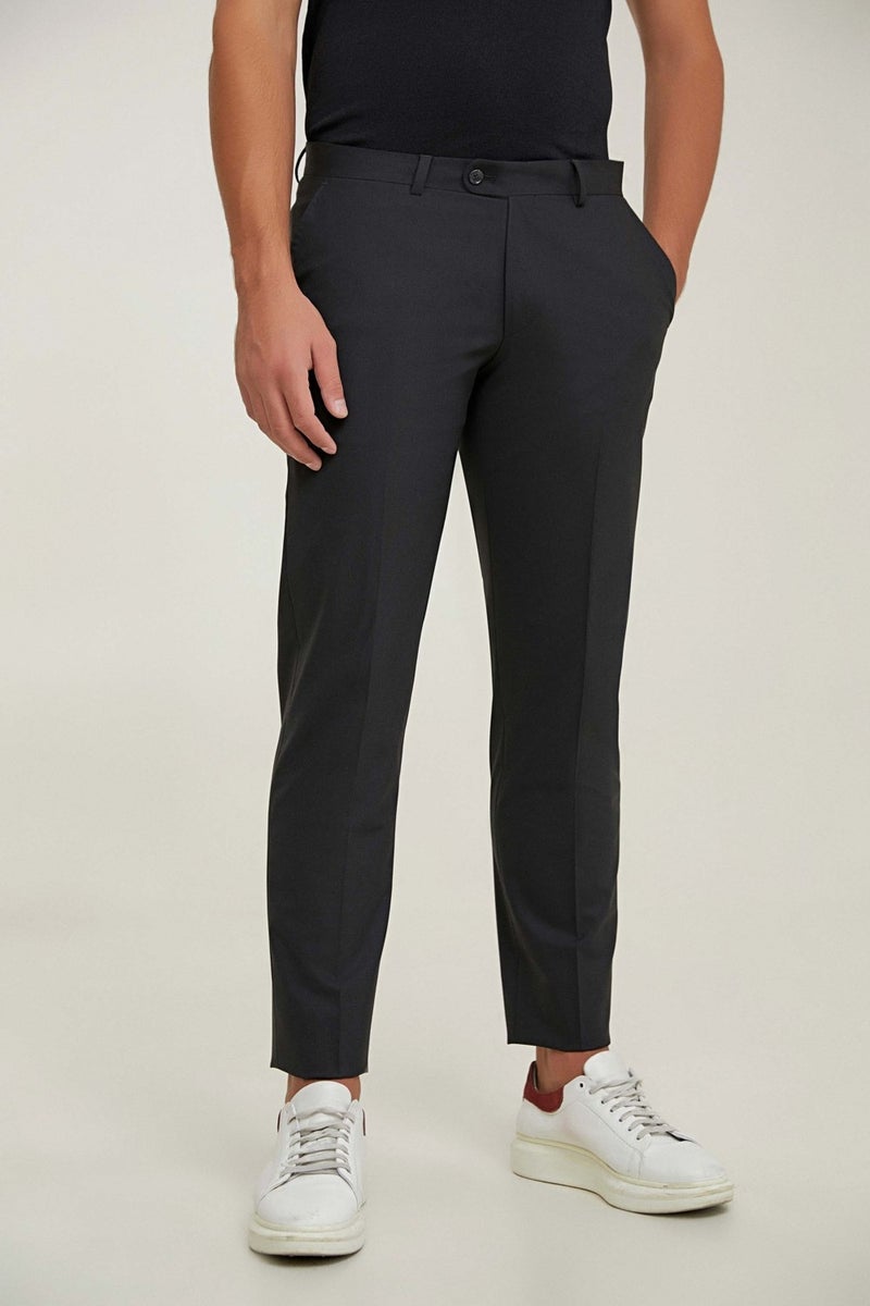D'S DAMAT D'S Groom Ds Groom Comfort Black Plain Travel Fabric Trousers - Image 1